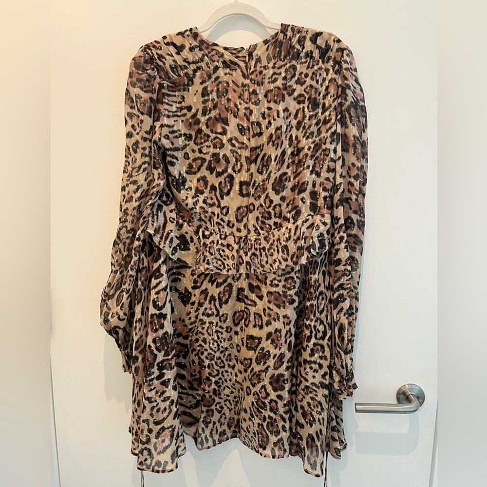 The Kooples Leopard Print Silk Blend Long Sleeve Mini Dress Size XS — Date Night - Picture 5 of 6